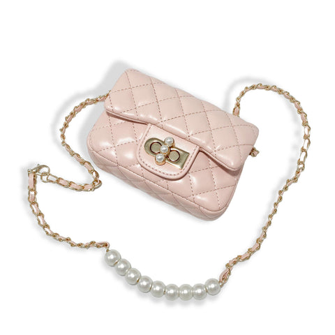 Doe a Dear - Pearl Closure Quilted Purse - Pink