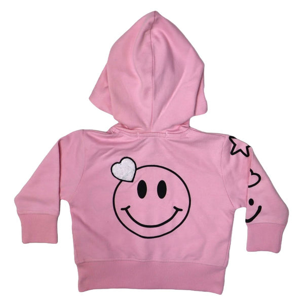 Little Mish - Chenille Heart Patch Zip Hoodie