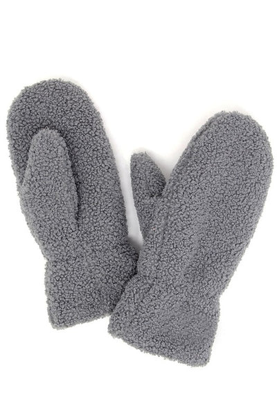 Solid Boucle Teddy Bear Mittens