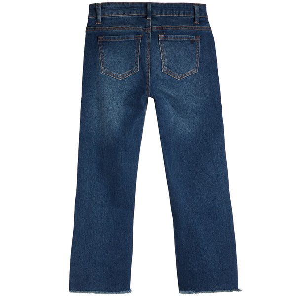 Tractr - HIGH RISE CROP HIGH LOW HEM FLARE DESTRUCTED JEAN