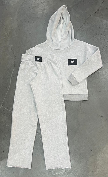 Prince Peter - Hoody With Heart Patch - Heather Grey