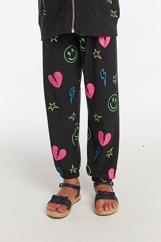 Chaser - Neon Heart & Smiles Slouchy Pant