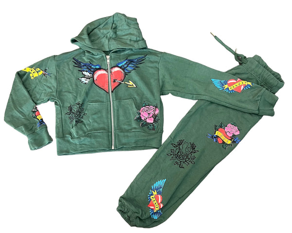 Flowers by Zoe - Olive Tattoo Print Sweatpants