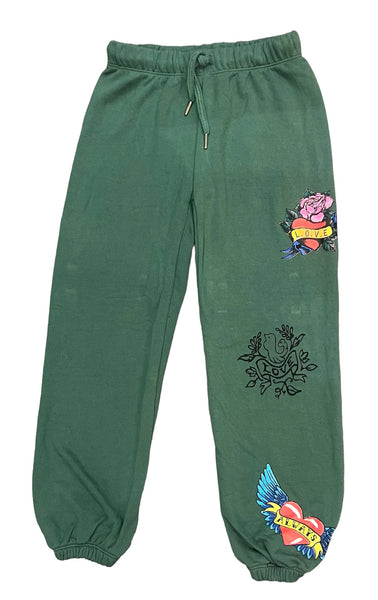 Flowers by Zoe - Olive Tattoo Print Sweatpants