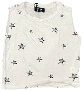 Flowers by Zoe - White Tank with Distressed Stars