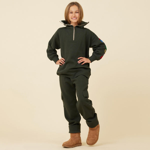 Vintage Havana - Forest Green Cargo Sweatpants