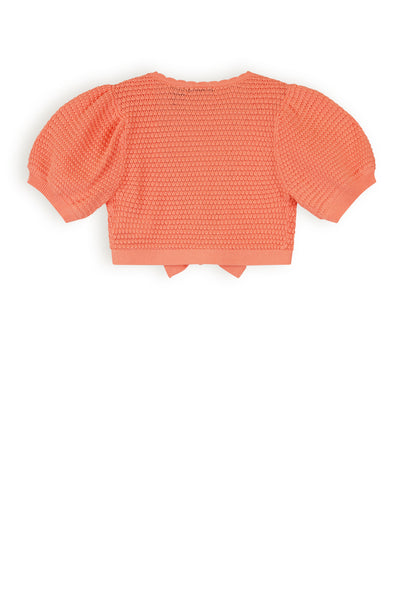 Nono - Knit Coral Puff Sleeve Shrug