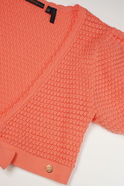 Nono - Knit Coral Puff Sleeve Shrug