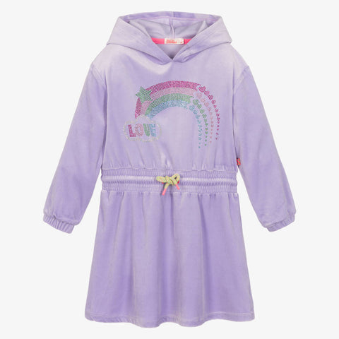 Billieblush Apparel - Hooded Velvet Rainbow Dress