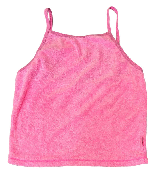 T2Love - Contrast Trim Neon Pink Terry Tank