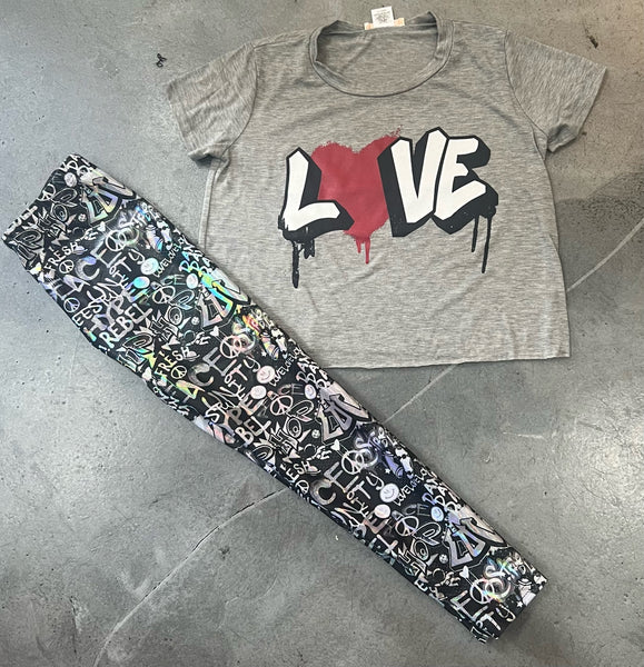 Dori Creations - Black/Silver Graffiti Leggings