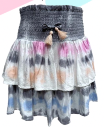 Vintage Havana - Rainstorm Smocked Ruffle Skirt