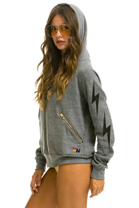 Aviator Nation - BOLT 4 ZIP HOODIE RELAXED WITH POCKETS - HEATHER GREY