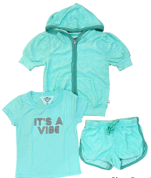 T2Love -Mint Terry Short Sleeved Hoodie