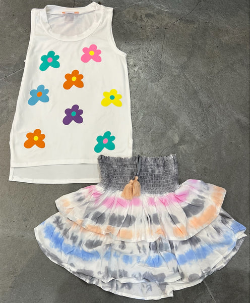 Vintage Havana - Rainstorm Smocked Ruffle Skirt