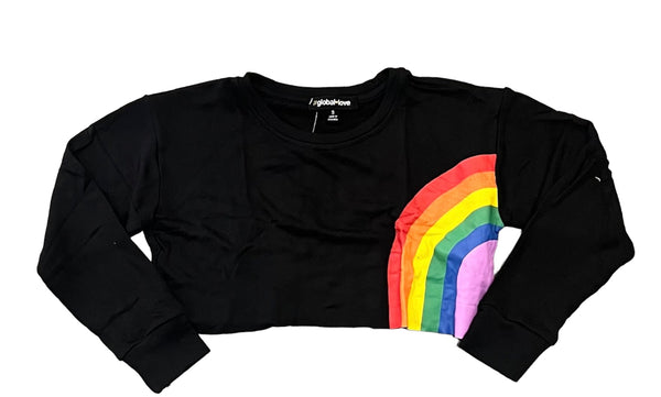 Flowers by Zoe - Black Rainbow Crop Sweatshirt
