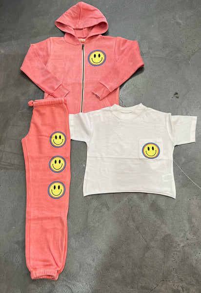 Vintage Havana Kids - Smiley Outline Jogger - Sunny Coral