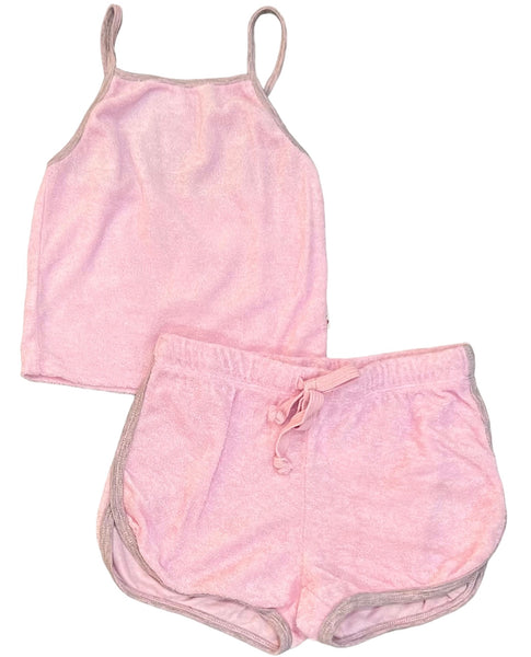 T2Love - Terry Cami Top with Contrast Trim - Pale Pink