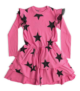 Nununu - star multi layered dress - hot pink