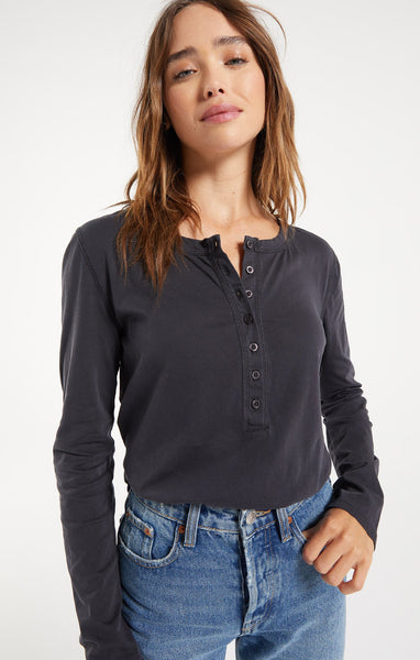 Z Supply - Andren Organic Long Sleeve Tee - Washed Black