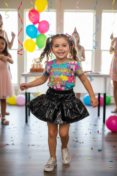 Tweenstyle by Stoopher - Black Metallic Ruffle Skirt