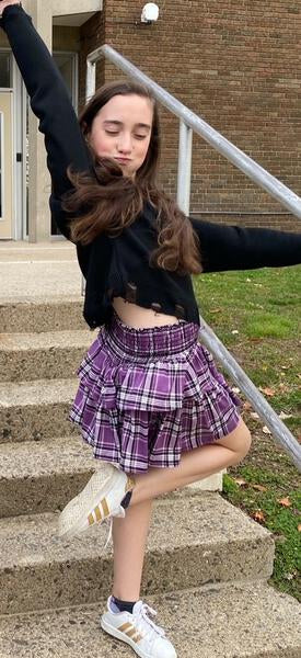 Tweenstyle - Purple Plaid Smocked Skirt