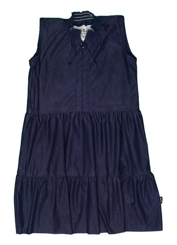 T2Love - Navy Microsuede Sleeveless Tiered Dress
