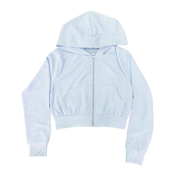 Tweenstyle by Stoopher - SOFT HACCI CROP ZIP FRONT HOODIE - BABY BLUE