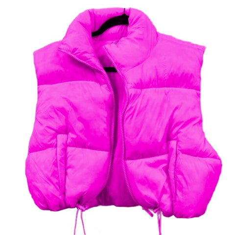Love Daisy - Cropped Puffer Vest - Hot Pink