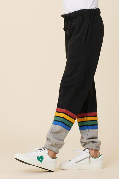 Vintage Havana - Black/Heather Sweatpants with Rainbow Trim