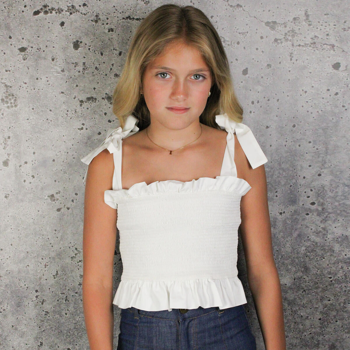 If So - White Bow Back Smocked Top