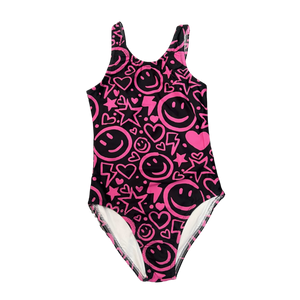 Tweenstyle by Stoopher - Black/Pink Smile Swimsuit