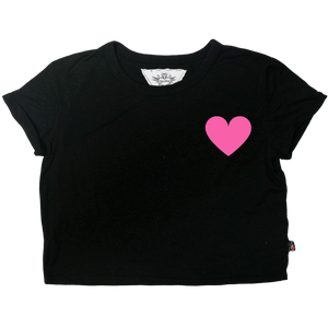 T2Love - Black Boxy Tee with Pink Heart