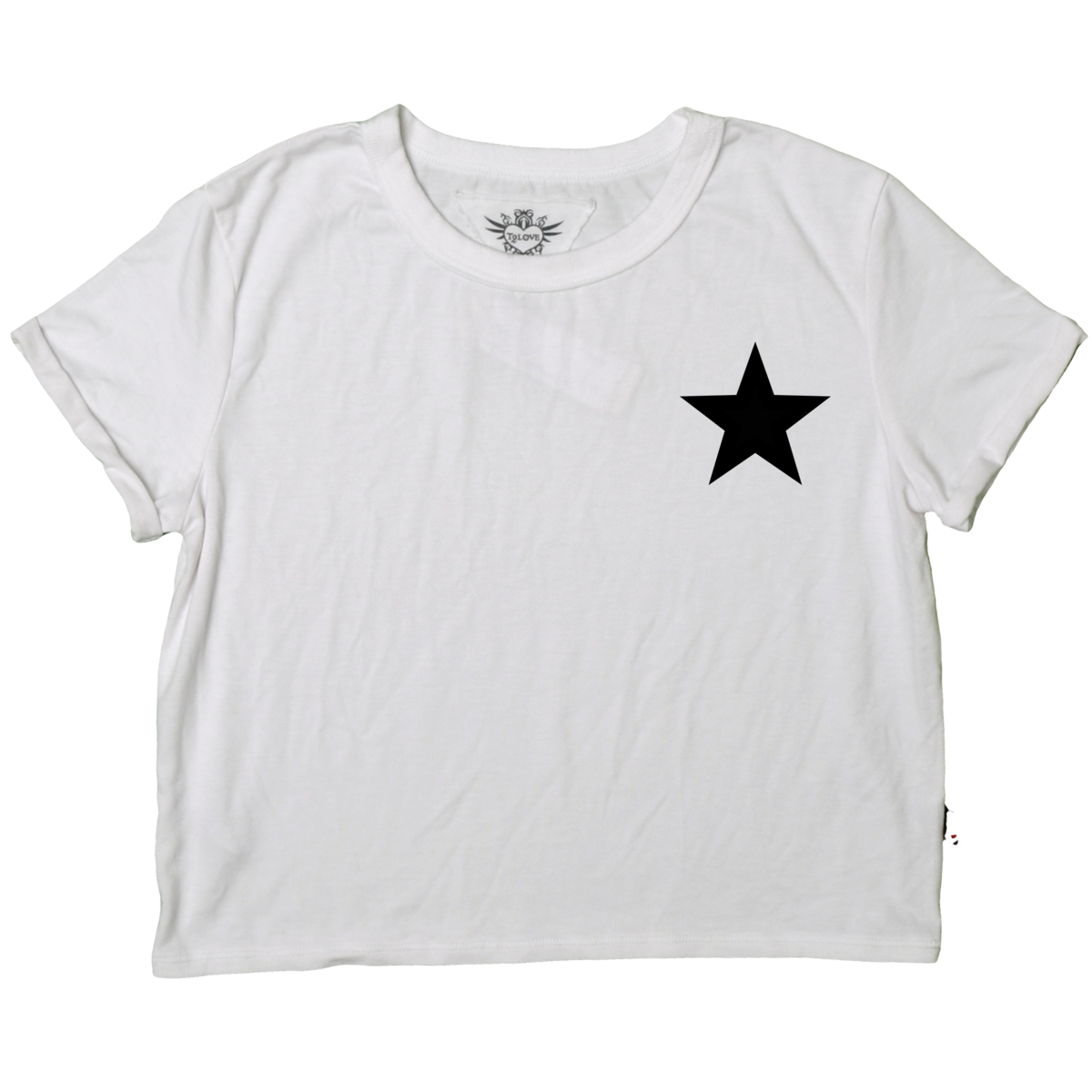 T2Love - White Boxy Tee with Black Star Print
