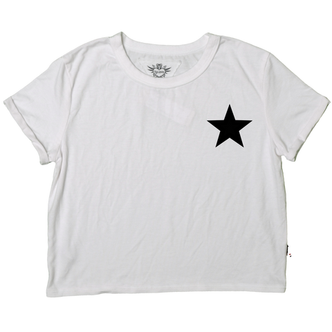 T2Love - White Boxy Tee with Black Star Print