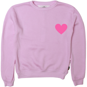 T2Love - Bubble Gum Pink Crewneck Sweater with Heart Print