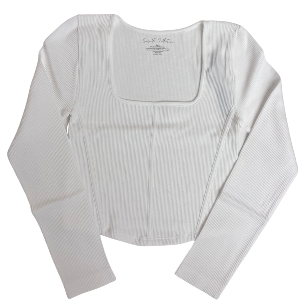 Suzette - Junior Soft Seam Square Neck L/S Top - White