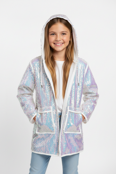 Tweenstyle by Stoopher - White Sequin Raincoat
