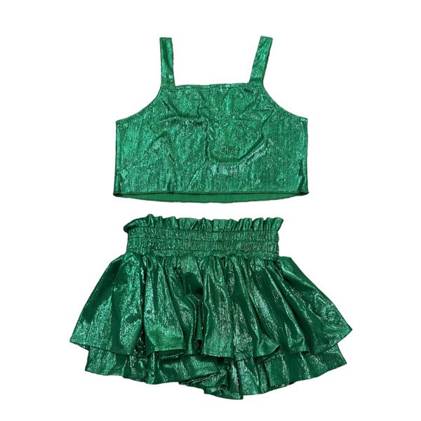 Tweenstyle by Stoopher - Green Plisse Skort Set