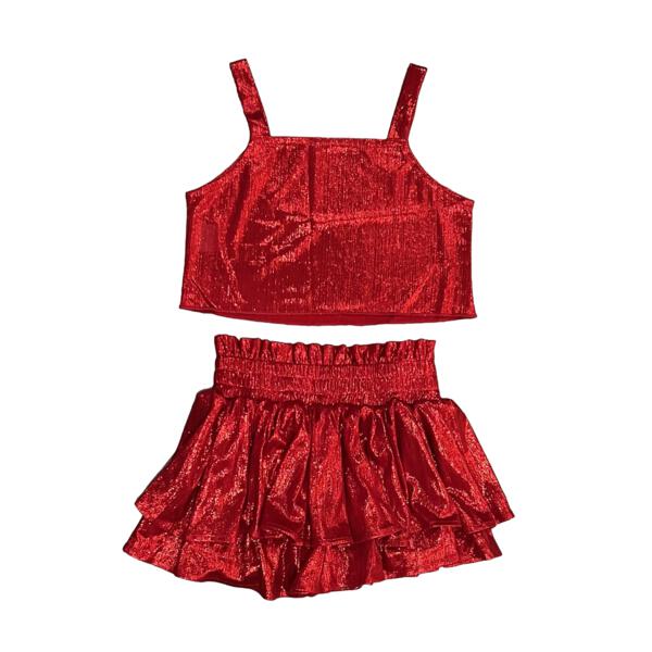 Tweenstyle by Stoopher - Red Plisse Skort Set