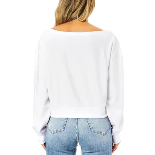 Suzette - Junior Soft Cloud Off-the-Shoulder Sweatshirt - White
