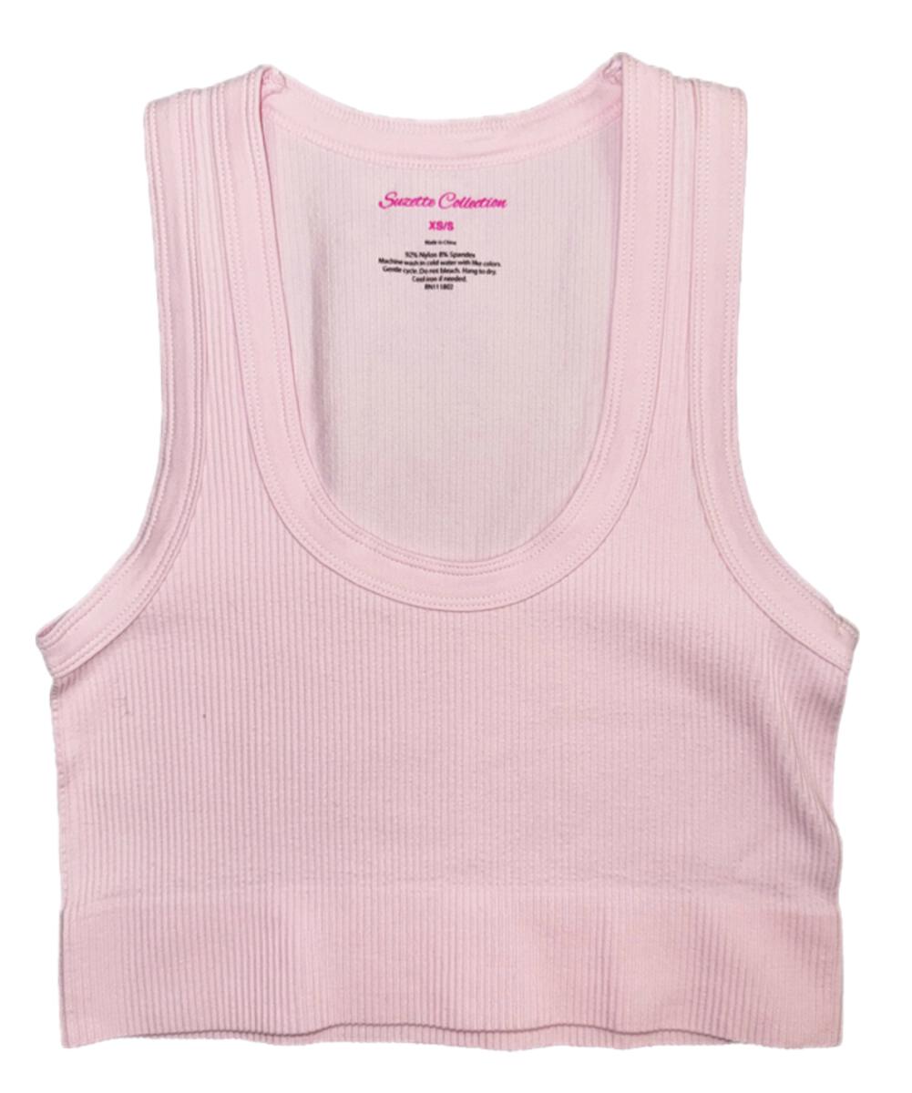 Suzette - Junior Ribbed Deep Scoop Brami Cropped Top - Pink – Stoopher ...