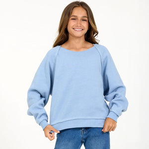 Vintage Havana - Light Blue Off-shoulder Sweatshirt