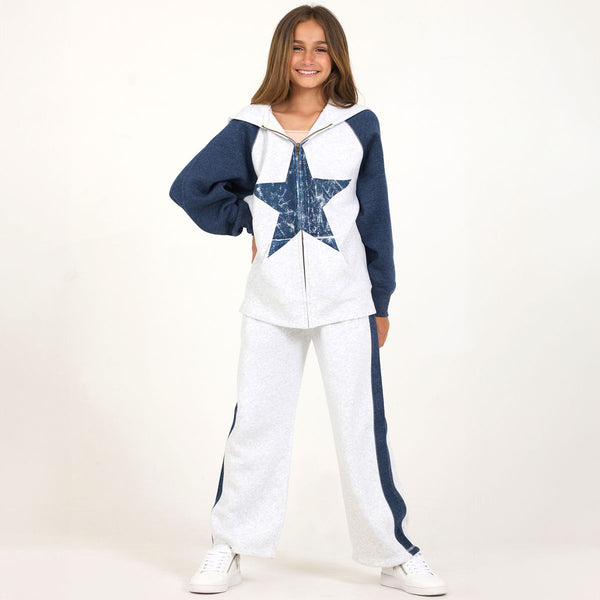 Vintage Havana - Colorblock Oversized Star Full Zip Hoodie