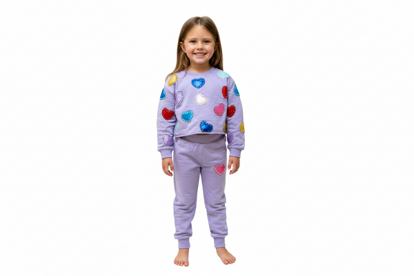 Tweenstyle by Stoopher - Applique Hearts Sweats Set