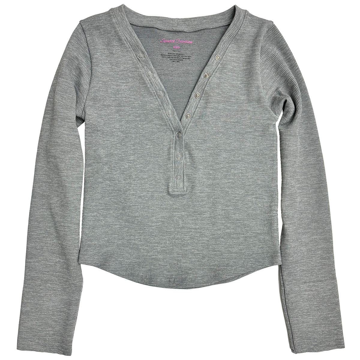 Suzette - Grey LS Seamless Snap-up V Top