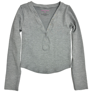 Suzette - Grey LS Seamless Snap-up V Top