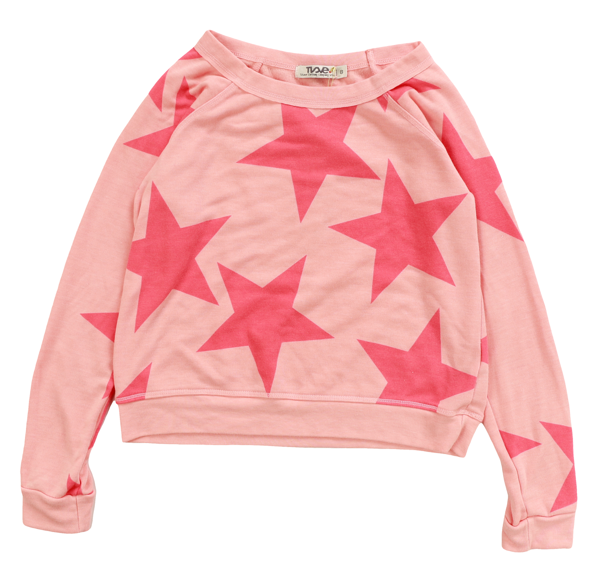 T2Love - Coral Raglan Sweatshirt with Star Print