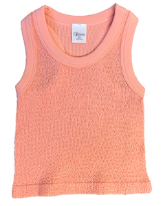 Suzette - Kids Smocked Tank Top - Neon Coral