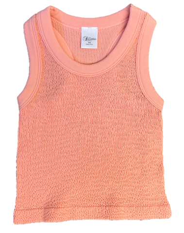 Suzette - Kids Smocked Tank Top - Neon Coral